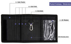 Rfid Trifold Canvas Outdoor Sports Wallet For Kids - Front Pocket Wallet With Magic Sticker (Digital Gray)