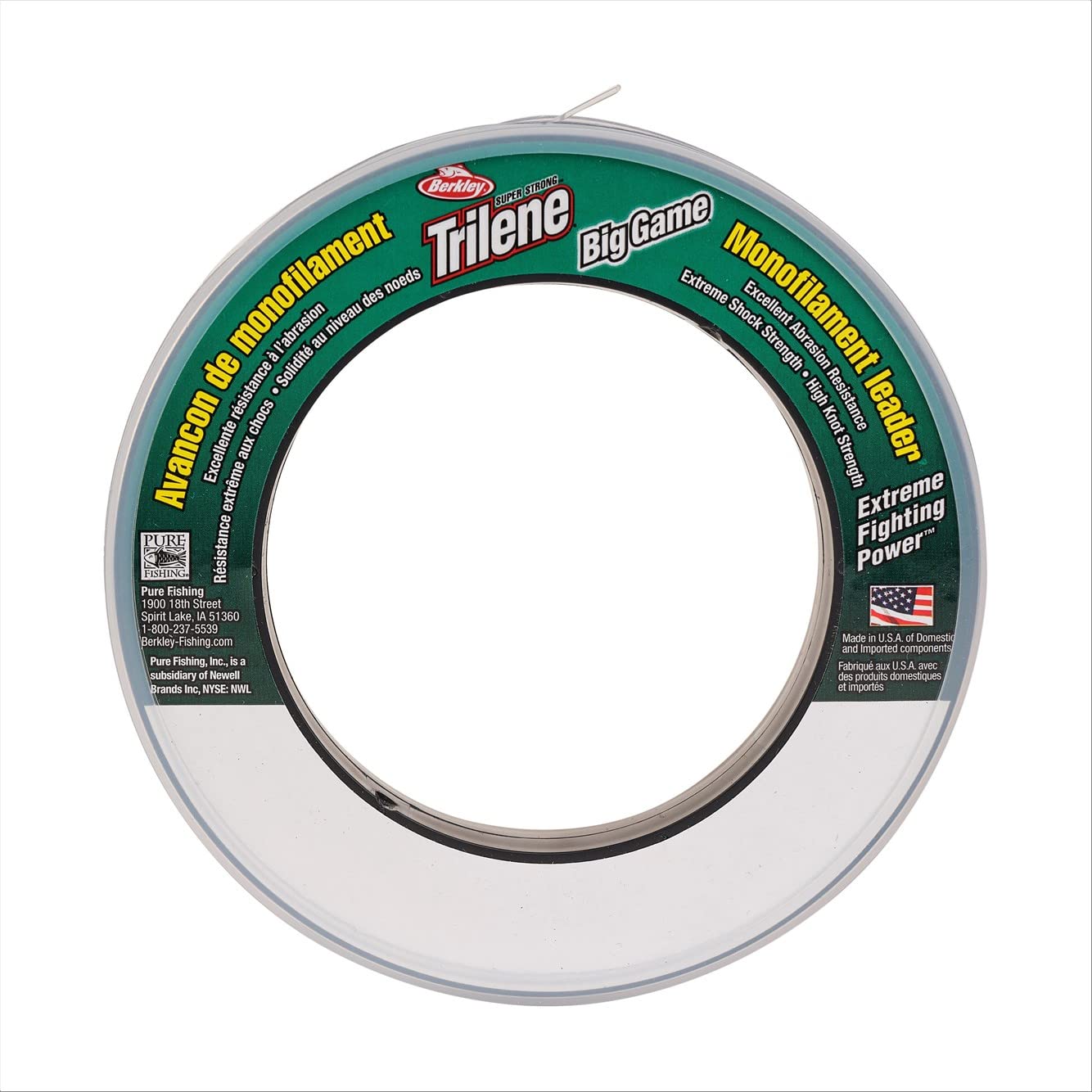 Berkley Trilene Big Game Monofilament Leaders, Clear, 80lb | 36.2kg, 55yd | 50m Fishing Line, Suitable for Saltwater Environment