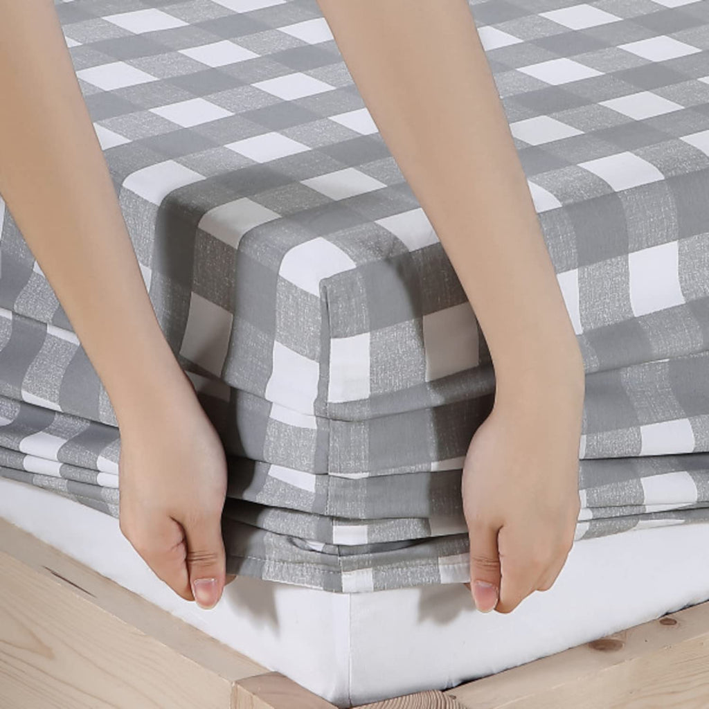Eddie Bauer Home Sheets Cotton Percale Bedding Set, Crisp  Cool, Stylish Home Decor, King, Lakehouse Plaid Greywhite