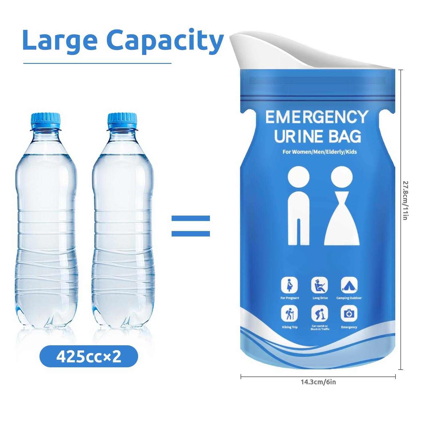 Prelady Disposable Urine Bag, 12 Pcs Emergency Portable Urinal Bags For Men/Women, Unisex Pee And Vomit Bags For Travel, Camping