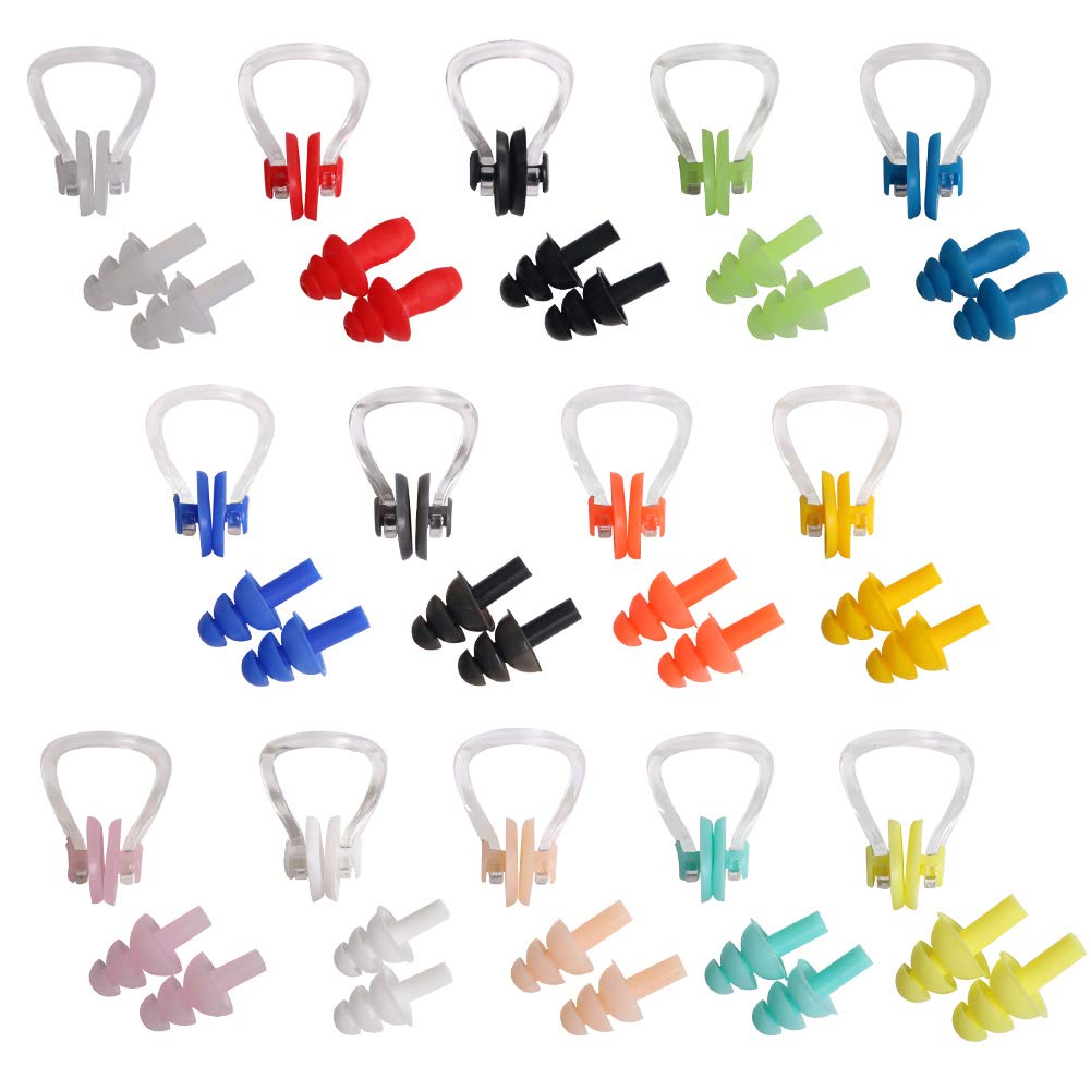 Upins 14 Sets Silicone Nose Clips Waterproof Swimming Nose Plugs Earplugs For Adults Kids, Ear Nose Protector