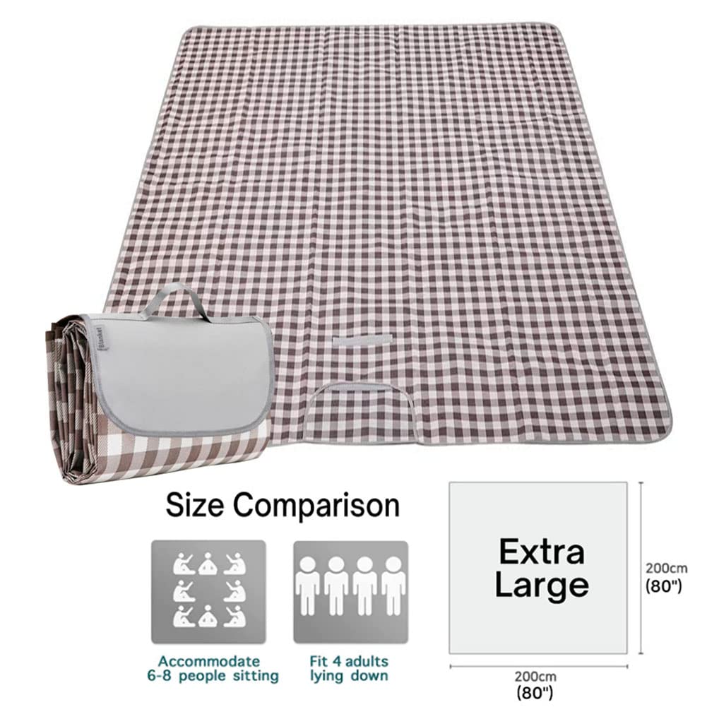 Pupopik Extra Large 80X80Inch Outdoor Picnic Blanket, Xl Foldable Waterproof Sand Beach Mat For Beach Camping Hiking Travel Fami