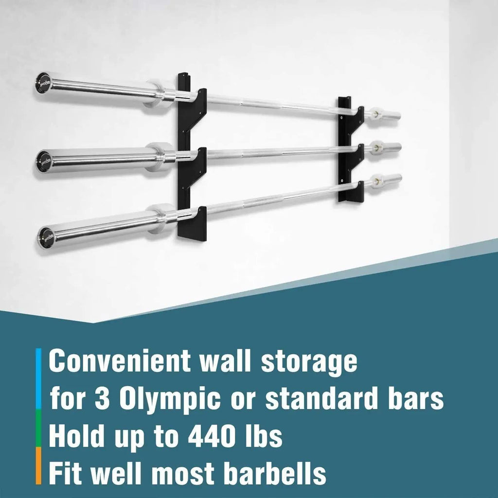 Yes4All Barbell Holder Horizontal Storage Rack For Home Gym Organizer, Barbell Storage Rack Fit 2-Inch Olympic Bars, Curl Bars,