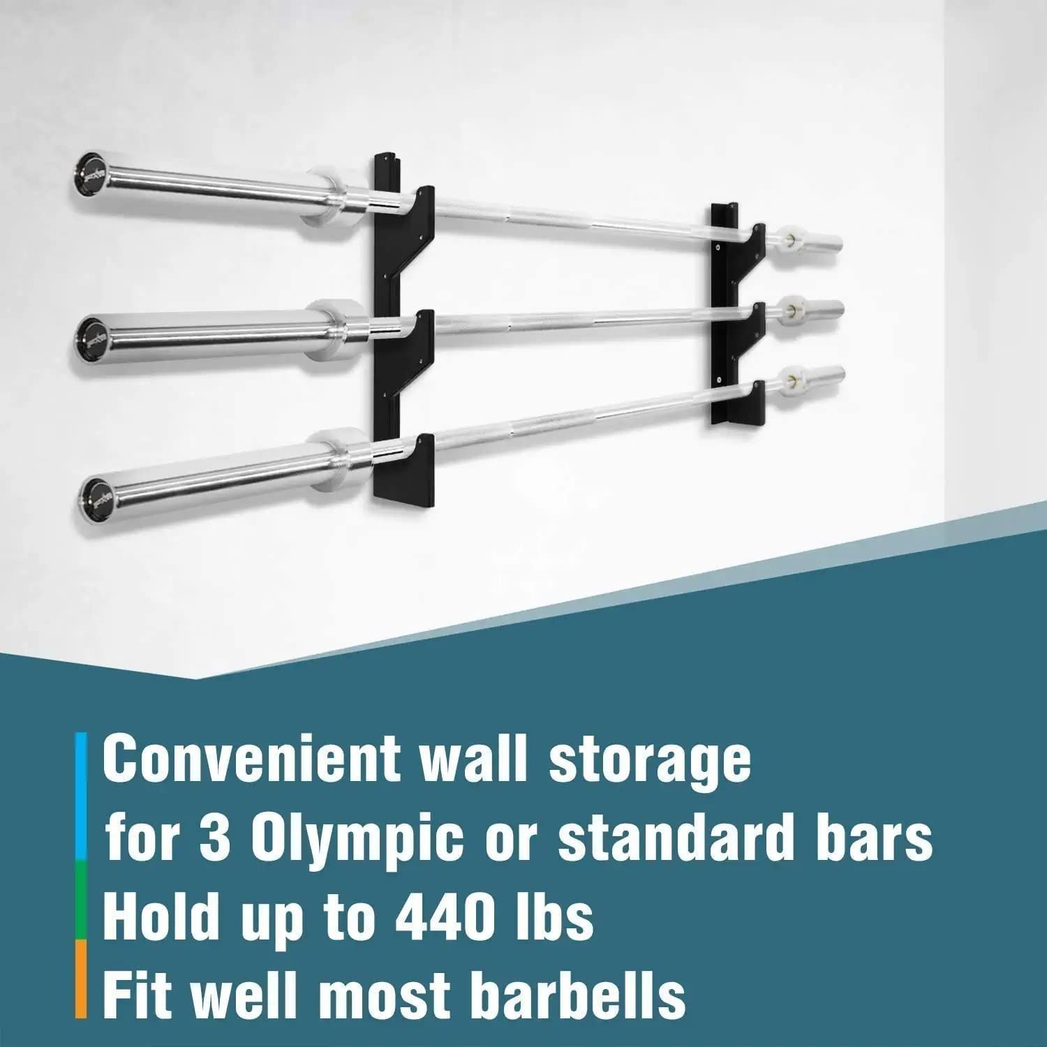 Yes4All Barbell Holder Horizontal Storage Rack For Home Gym Organizer, Barbell Storage Rack Fit 2-Inch Olympic Bars, Curl Bars,