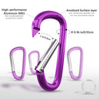 Sprookber 4 Heavy Duty Aluminum Carabiners, Large D-Ring Clips, Spring Snap Hooks For Camping, Hiking, Keychain, Dog Leash (Set