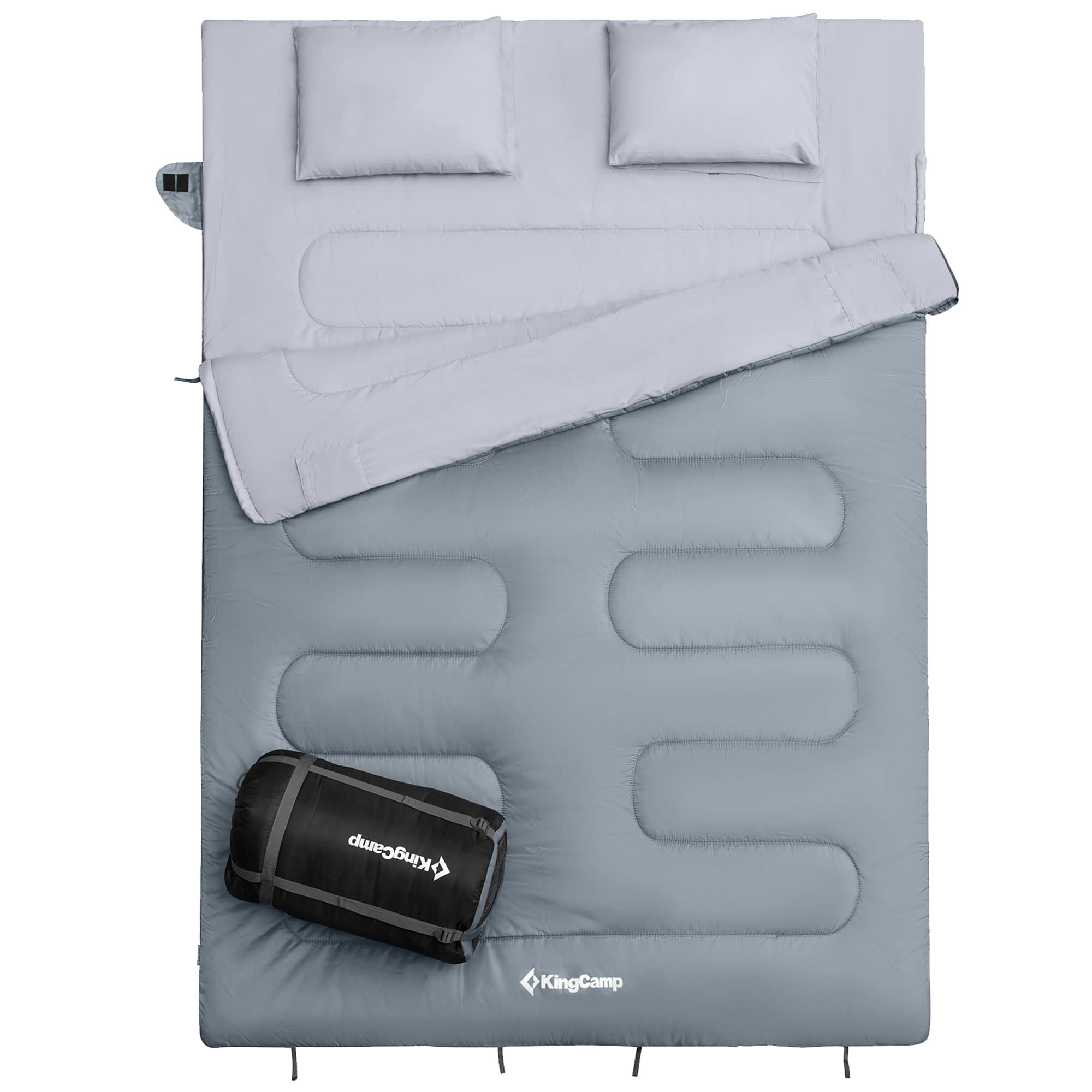 Kingcamp 87 X 59 Inch 2 Person Waterproof Cold Weather Family Warm Sleeping Bag For Adults With 2 Pillows For Winter Camping And