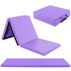 Gymax Folding Gymnastics Mat, Tri-Fold 6X 2X 2Exercise Mat With Carrying Handles, Waterproof Pu Leather, Hook & Loop Fasteners, 