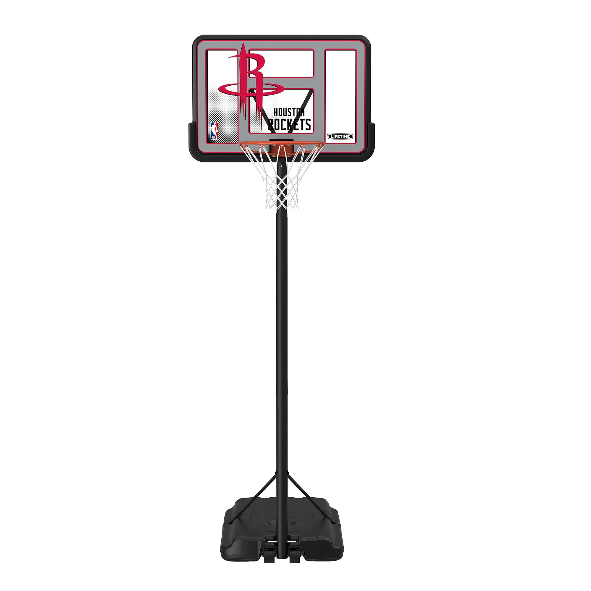 Lifetime NBA Houston Rockets Portable Basketball Hoop, Adjustable Height 7.5-10 Ft, 44 Inch Shatterproof Fusion Backboard, Base 