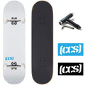 [Ccs] Logo Skateboard Complete White 8.50'' - Maple Wood - Professional Grade - Fully Assembled With Skate Tool And Stickers - A