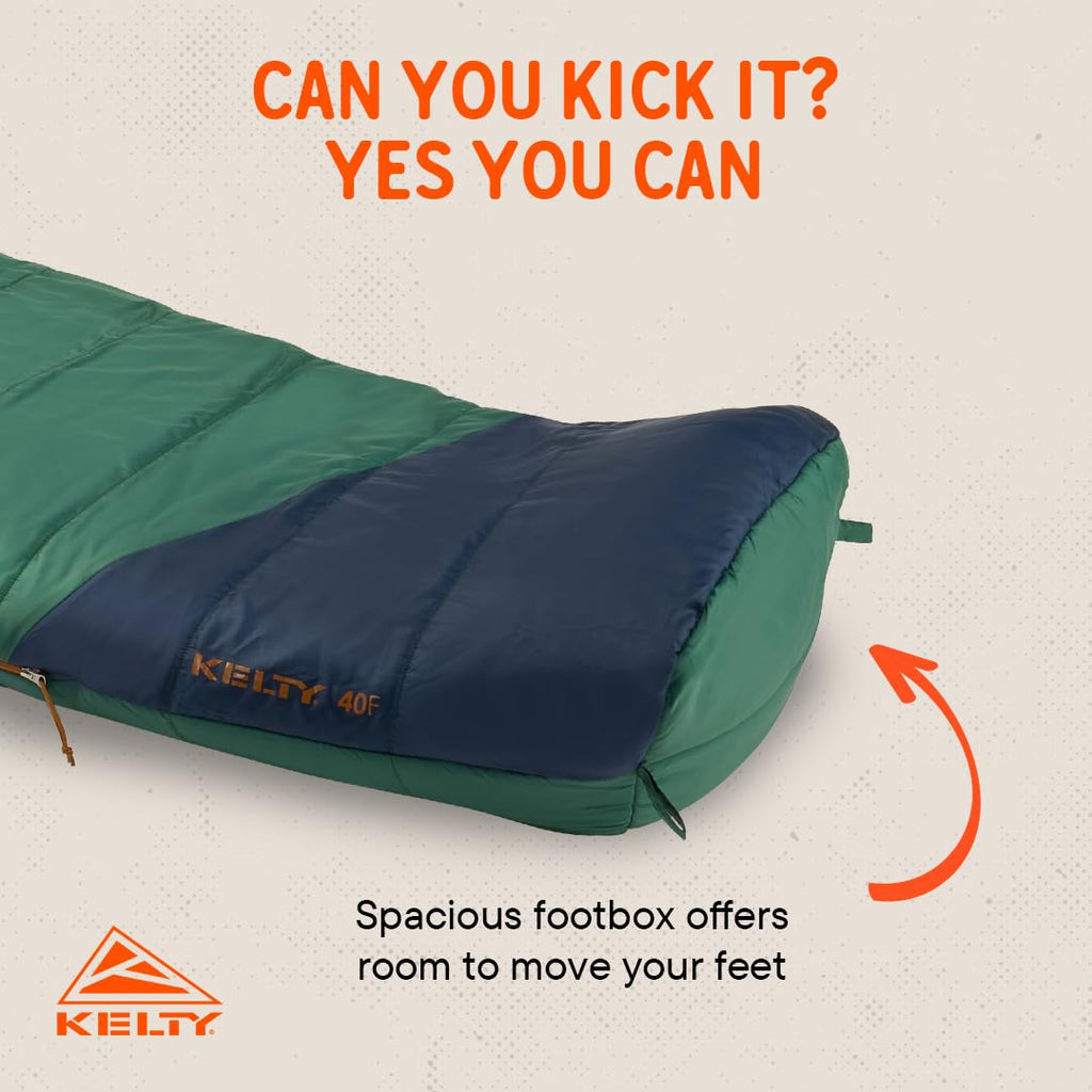 Kelty Mistral Down Sleeping Bag, 550 Fill Power Budget Down-Filled Camping Bag, Water Resistant, Lightweight, 3-Season, 2025 Upd