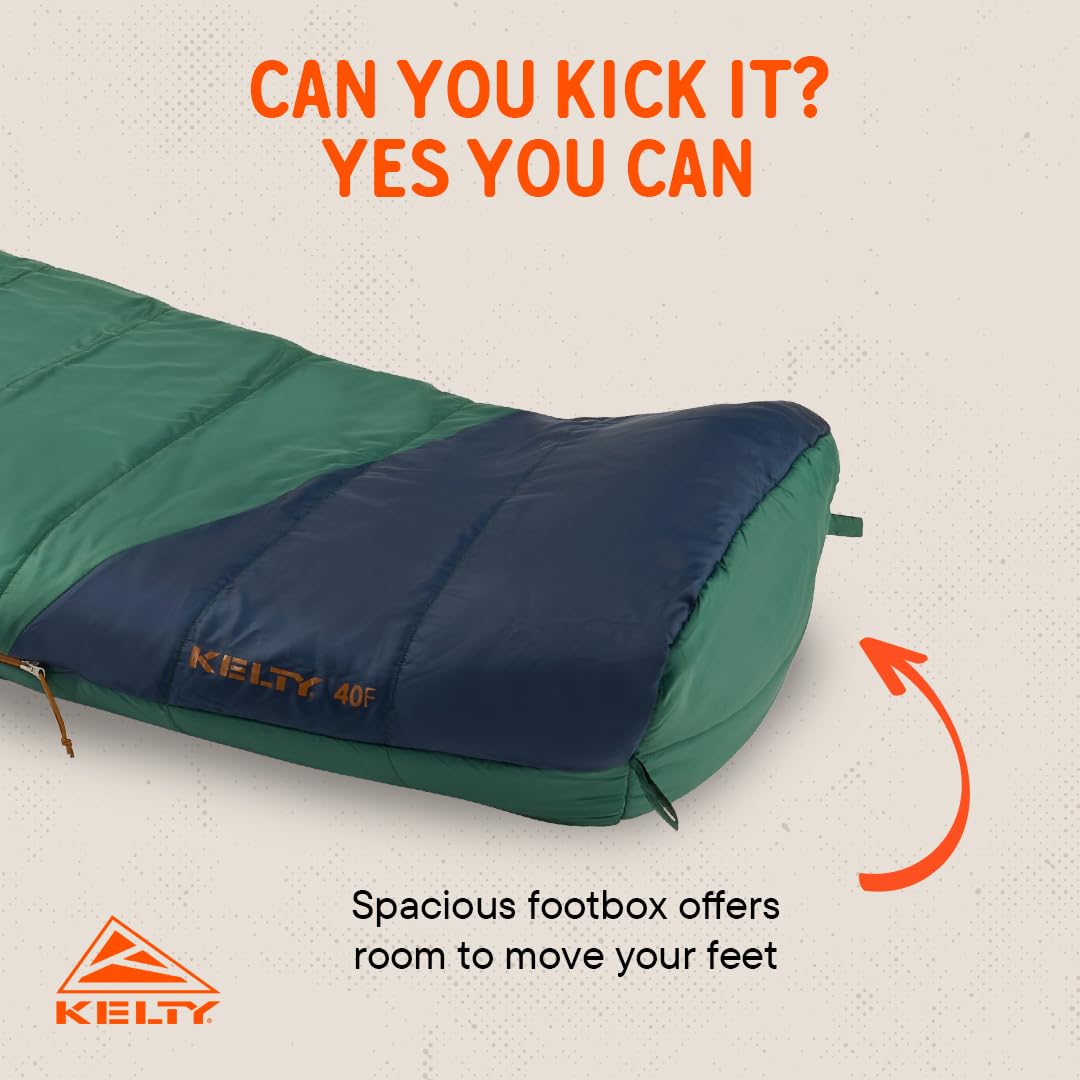Kelty Mistral Down Sleeping Bag, 550 Fill Power Budget Down-Filled Camping Bag, Water Resistant, Lightweight, 3-Season, 2025 Upd