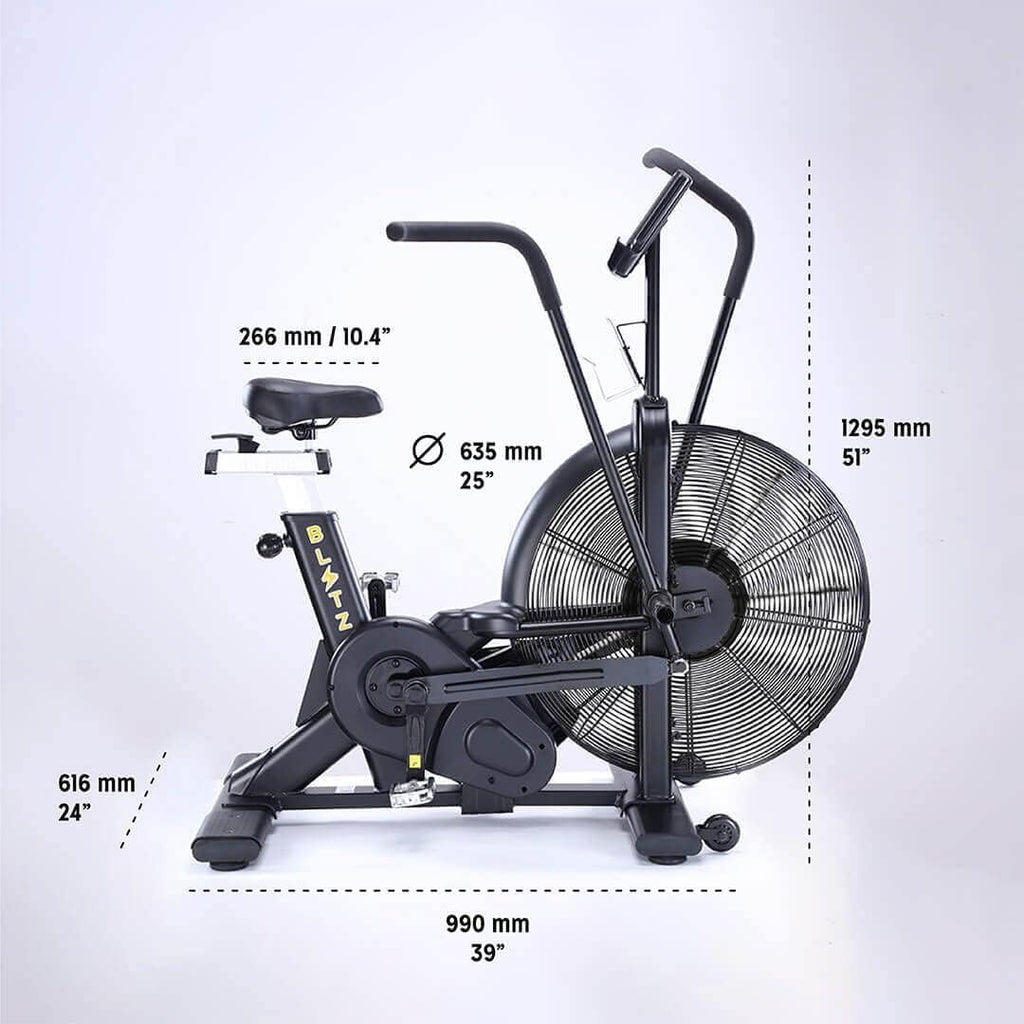 Bells Of Steel Stationary Blitz Air Bike Exercise Bike - Belt Driven Stationary Bike With Phone And Bottle Holder For Commercial