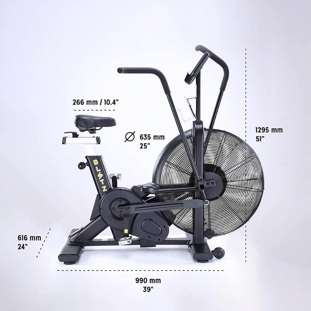 Bells Of Steel Stationary Blitz Air Bike Exercise Bike - Belt Driven Stationary Bike With Phone And Bottle Holder For Commercial