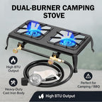 Vivicreate Cast Iron Propane Gas Stove Double Burner Heavy Duty Portable Removable Outdoor Cooker 200Lb Support High Heat For Ca