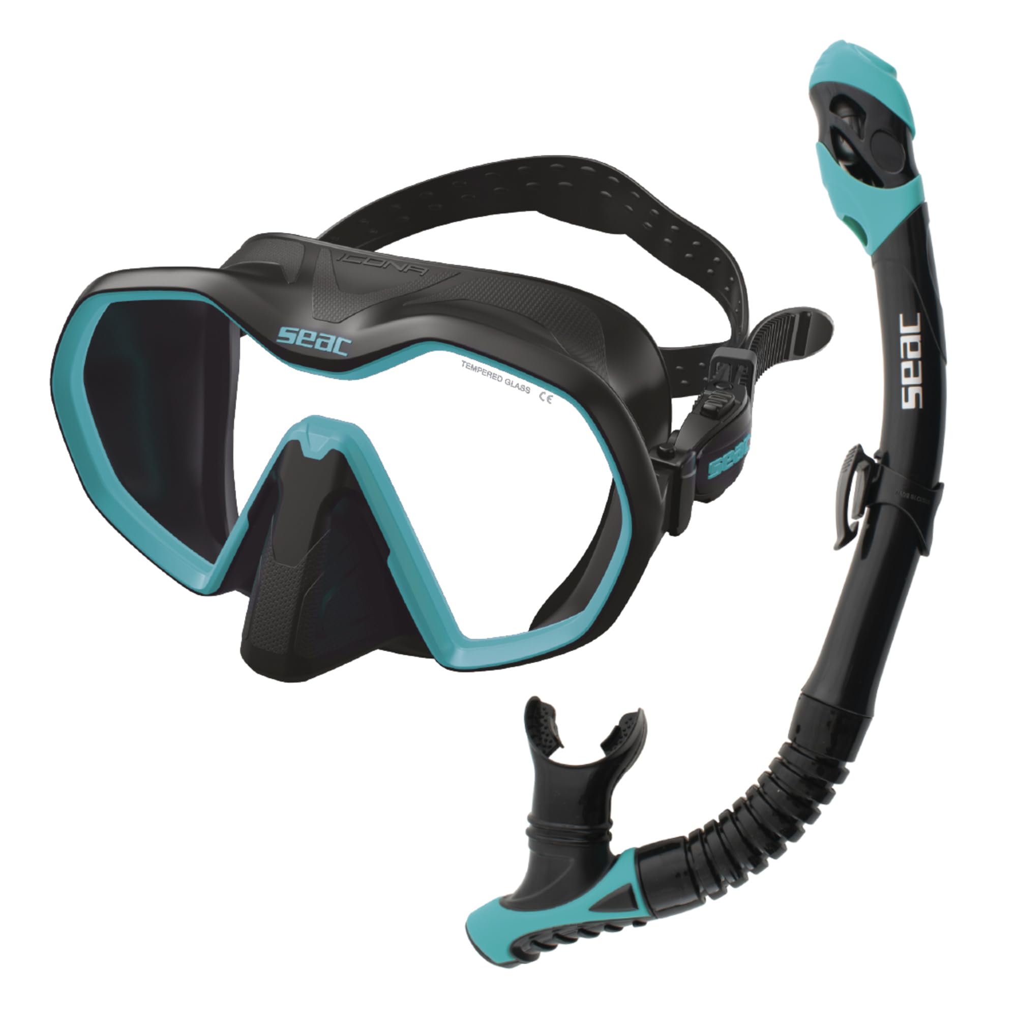 SEAC Icona Dry, Scuba Diving Set of Dive Mask and Dry Snorkeling, Frameless