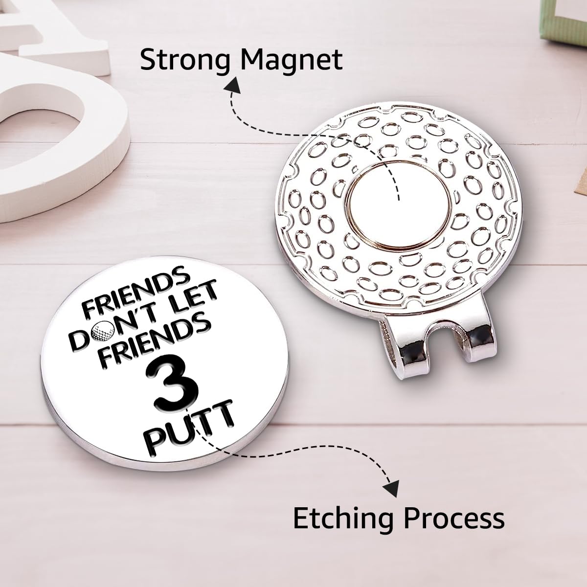 Hafhue Friends Dont Let Friends 3 Putt Golf Ball Marker With Magnetic Hat Clip, Funny Golf Accessories And Golf Gifts For Women