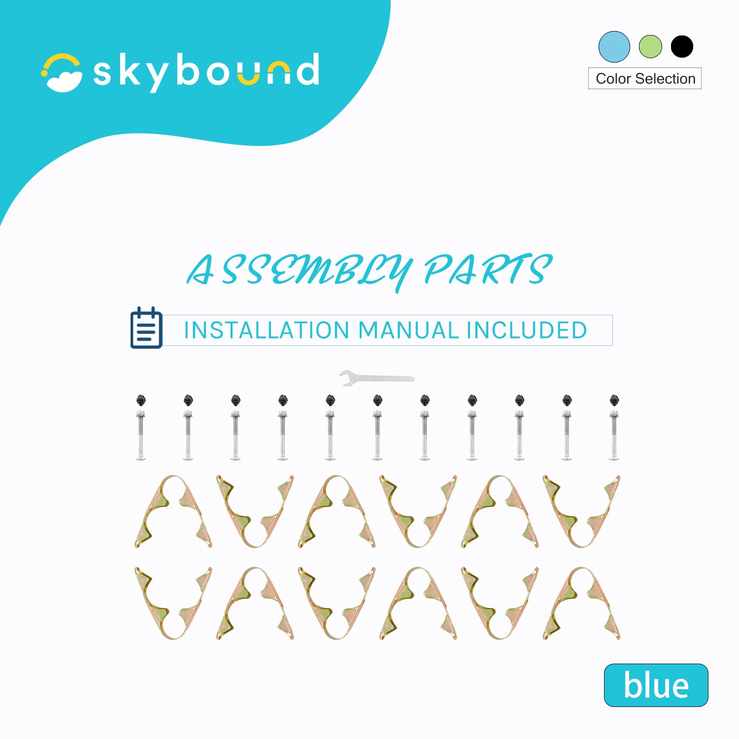 Skybound Universal Replacement Enclosure Poles And Hardware - Complete Set Of 6 Poles - Net Not Included - Blue