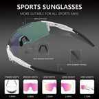 Oulaiqi Cycling Glasses Sports Sunglasses With Replaceable Nose Pad For Men Women Cycling Baseball Sunglasses (1Lens)