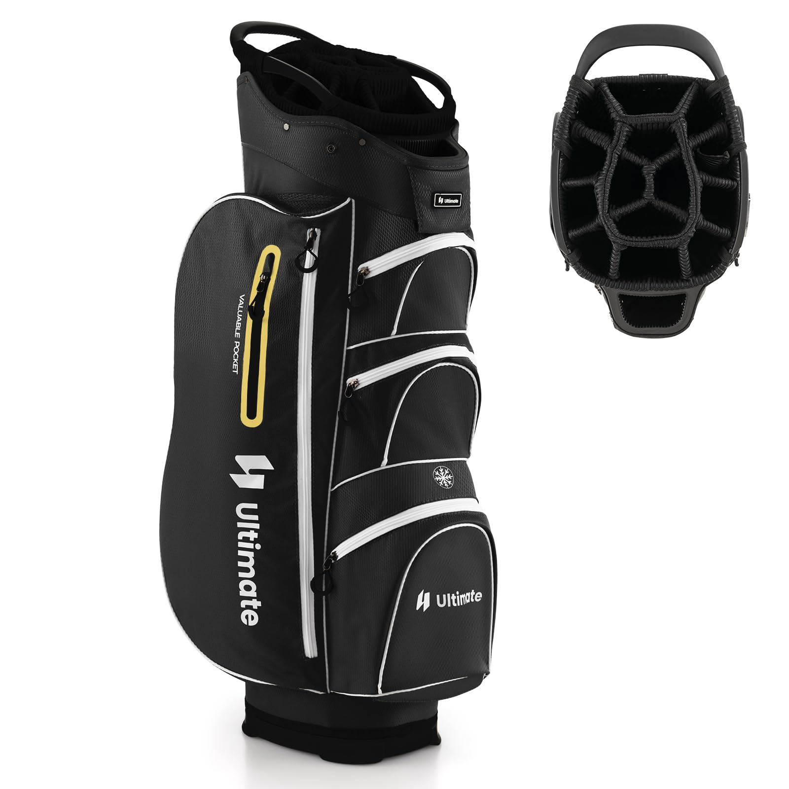 Tangkula Golf Cart Bag with 15 Way Top Dividers, Lightweight Golf Clubs Bag with Individual Putter Well & 7 Pockets, Cooler Bag,