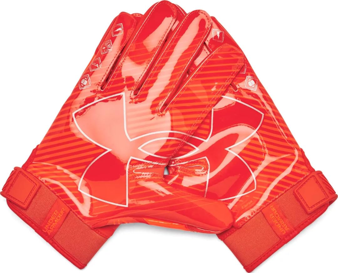 Under Armour Men'S F9 Nitro Football Gloves, (860) Dark Orange/Phoenix Fire/Metallic Silver, X-Large