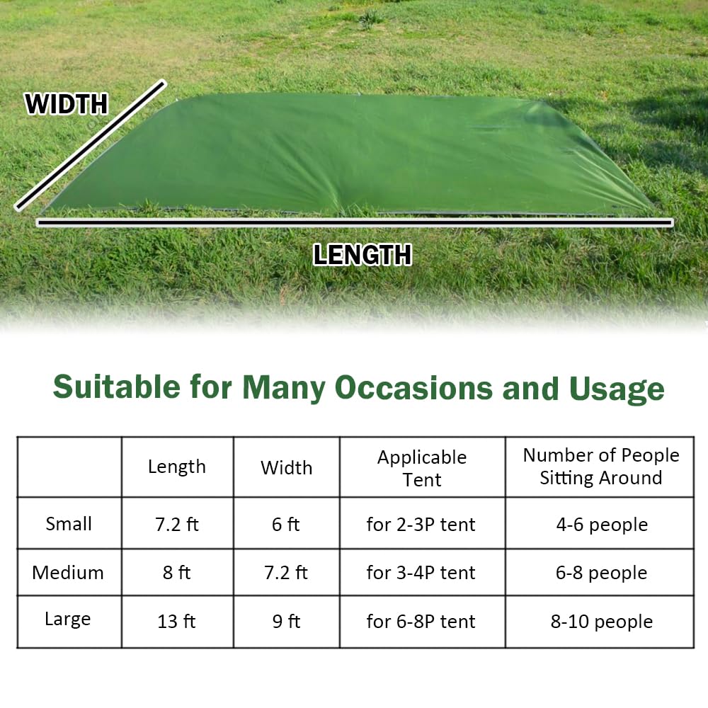 Ayamaya Tent Footprint, Pu 3000 Waterproof Tent Ground Cloth 8Ft X 7Ft Medium Size For 3-4 Person Family Camping Tents Ground Sh