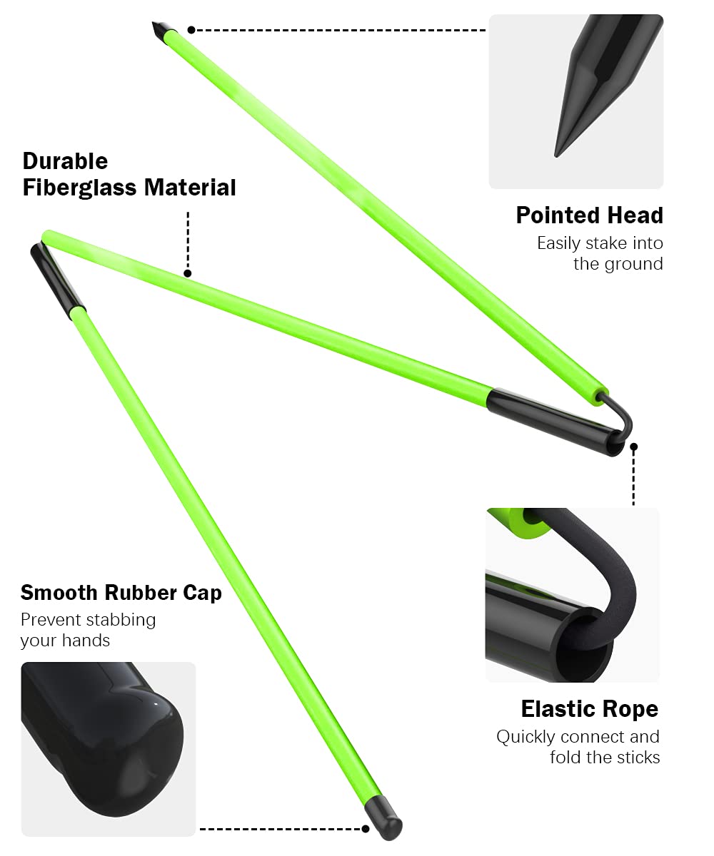 Rhino Valley Golf Alignment Sticks - 2 Pack Collapsible Golf Practice Rods For Aiming, Putting, Full Swing Trainer, Posture Corr
