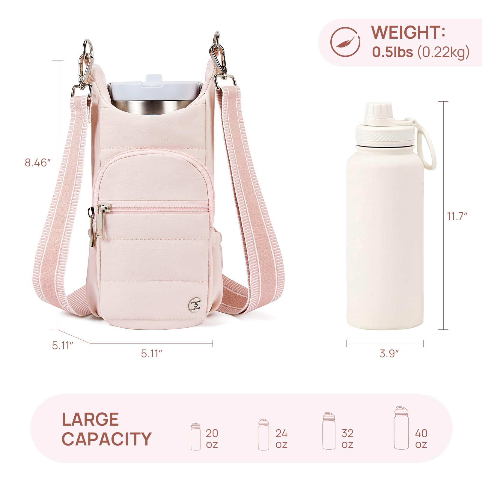 Telena Water Bottle Holder With Strap Crossbody Bags For Women For Walking, Hiking, Cycling Pink
