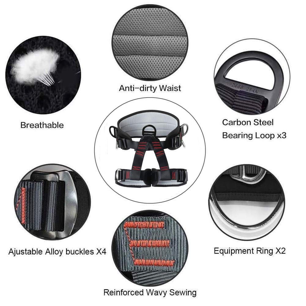 Handacc Climbing Belts, Thicken Professional Half Body Safety Belt Climbing Gear For Mountaineering, Tree Climbing, Fire Rescue,