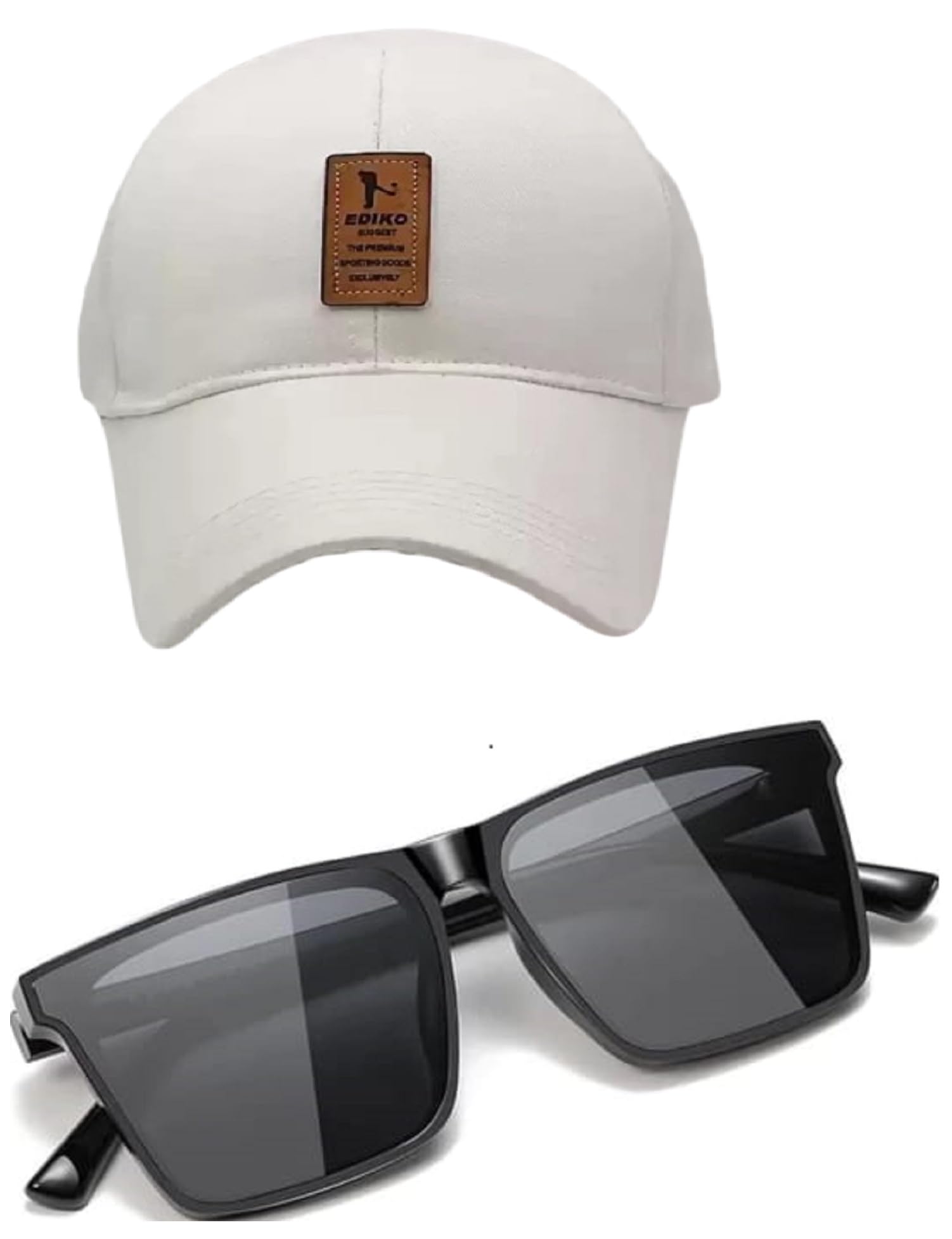 Fy Lane Capiteum Brand BoyS And Girls Combo Pack Of With Black Sunglass With Black Ediko Baseball Cap Size Free (White)