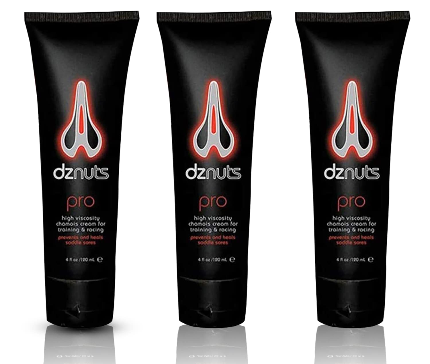dznuts - Men's Pro Chamois Cream, Anti-Chafing for Saddle Sores, Thigh Friction, Cyclists, Runners, Triathletes - 3 Pack (4 fl o
