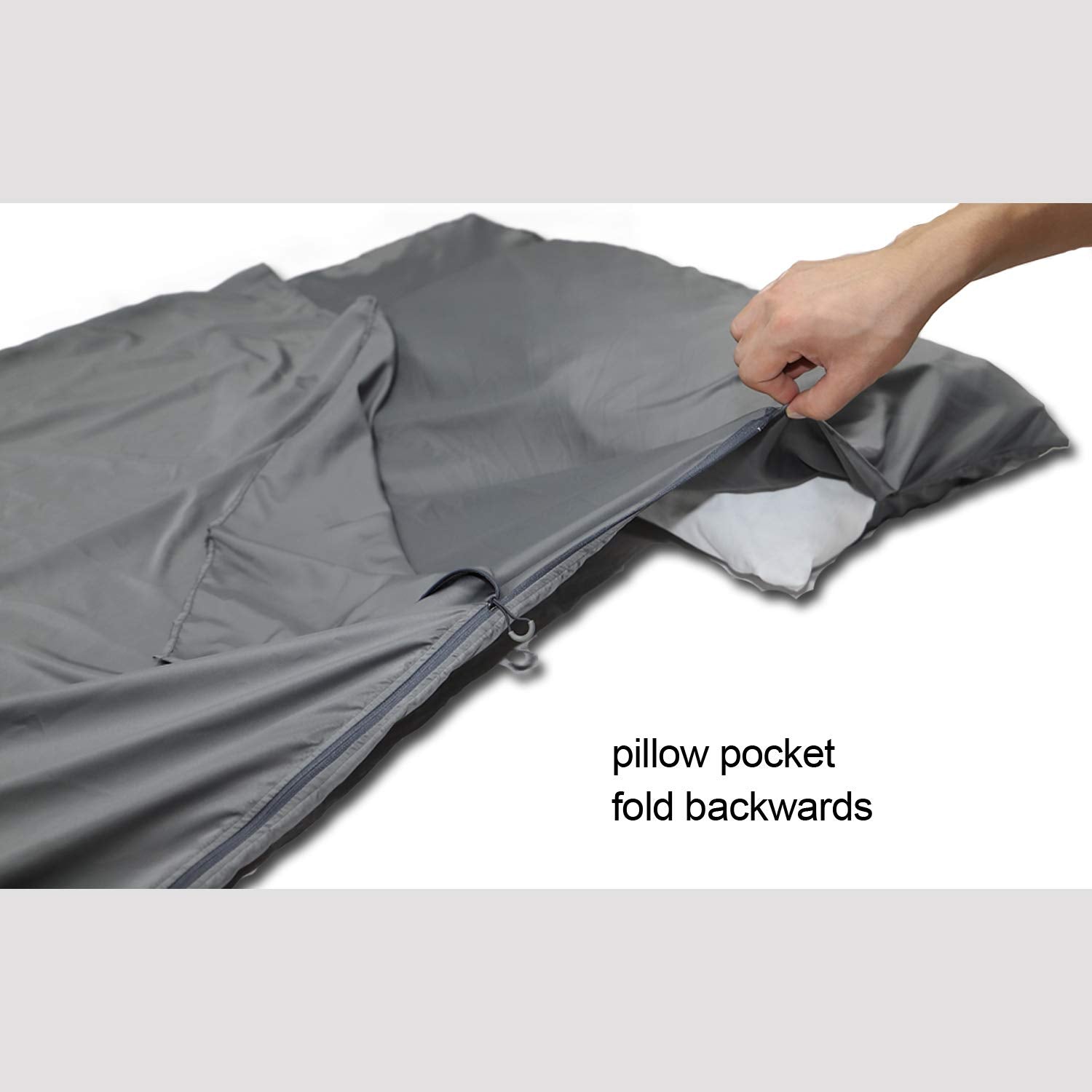 Browint Sleeping Bag Liner With All Around Two-Way Zipper, Travel Sheet With Pillow Pocket, 87''X41'' Extra Wide Travel Sleep Sh