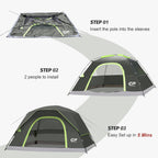 Campros Cp 4 Person Tent, Dome Tents For Camping With Rainfly, Waterproof Camping Tent Easy Set Up, Portable Family Tent With La