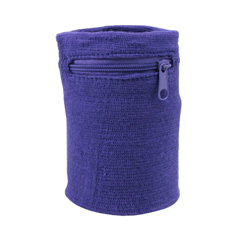Suddora Zipper Wrist Pouch - Sweatband/Wristband Wallet For Keys, Id, Cards, Cash (Purple)