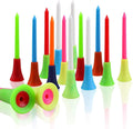 Rubber Cushion Top Plastic Golf Tees Mixed Colors Pack Of 50Pcs (2-3/4'')