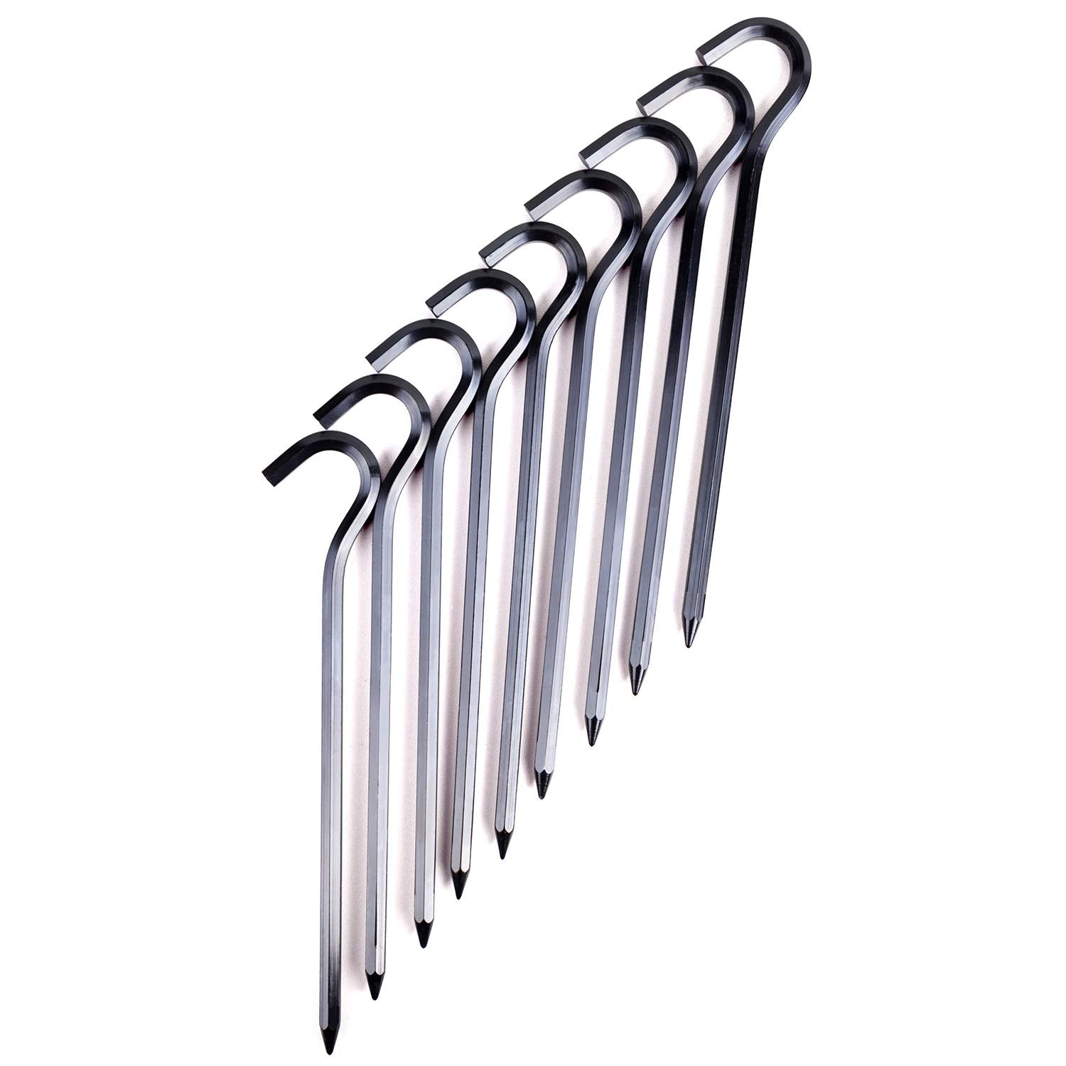 Tent Pegs - 12Pcs Aluminium Tent Stakes Pegs With Hook - 7 Hexagon Rod Stakes Nail Spike Garden Stakes Camping Pegs For Pitching