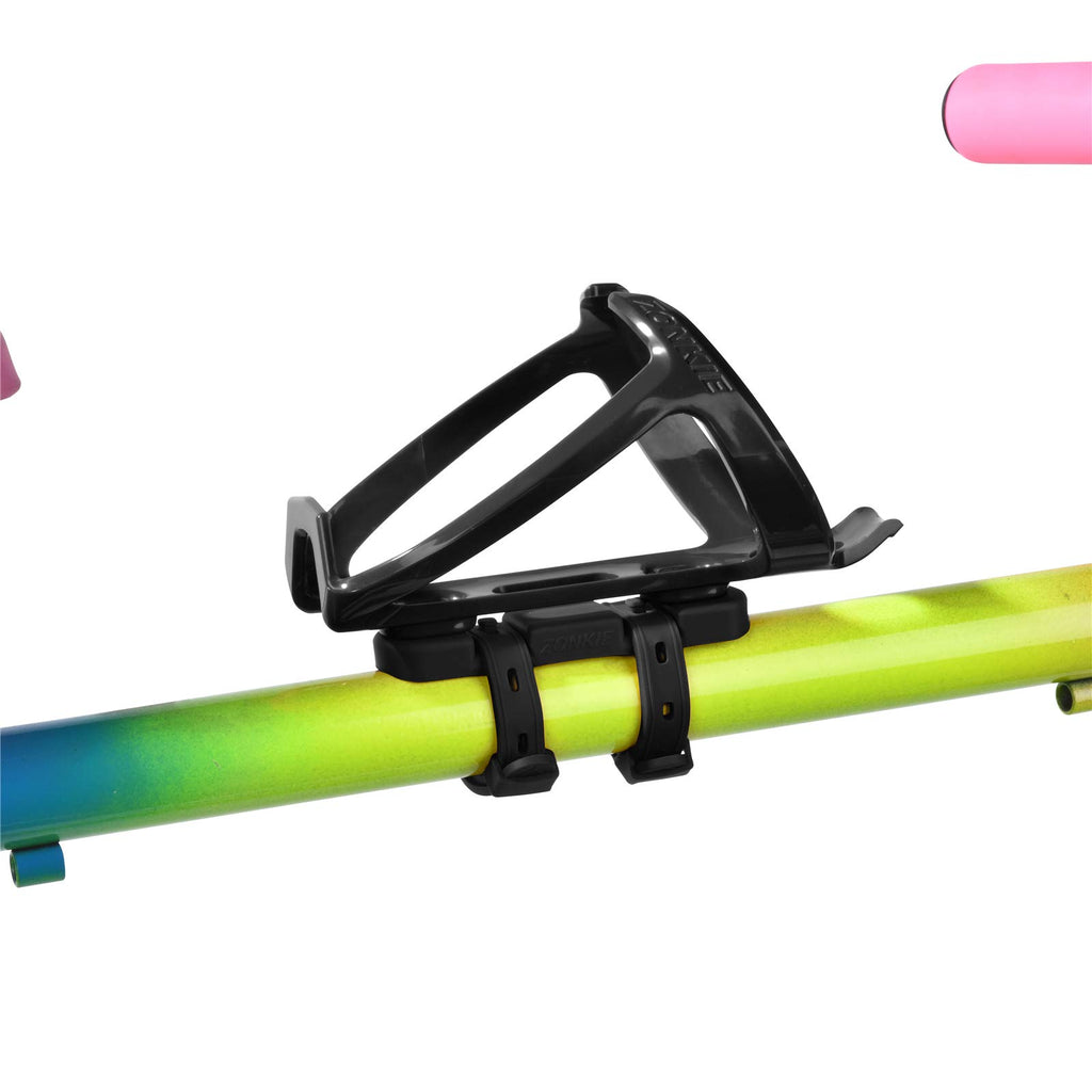 Zonkie Bicycle Bottle Cages, Plastic Bike Bottle Holder With Cage Mounting Base (Black)
