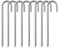 Ok5Star 8 Pack 16'' Galvanized Rebar Stakes Heavy Duty J Hook Ground Anchors, Curved Steel Tent Stakes Anti Rust Steel Ground St