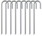 Ok5Star 8 Pack 16'' Galvanized Rebar Stakes Heavy Duty J Hook Ground Anchors, Curved Steel Tent Stakes Anti Rust Steel Ground St