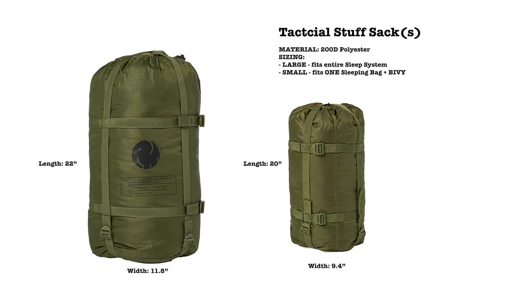 Omnicore Designs Mil-Spec 6-Pc. Hooded Rectangular Modular Sleeping Bag System 30F To -30F