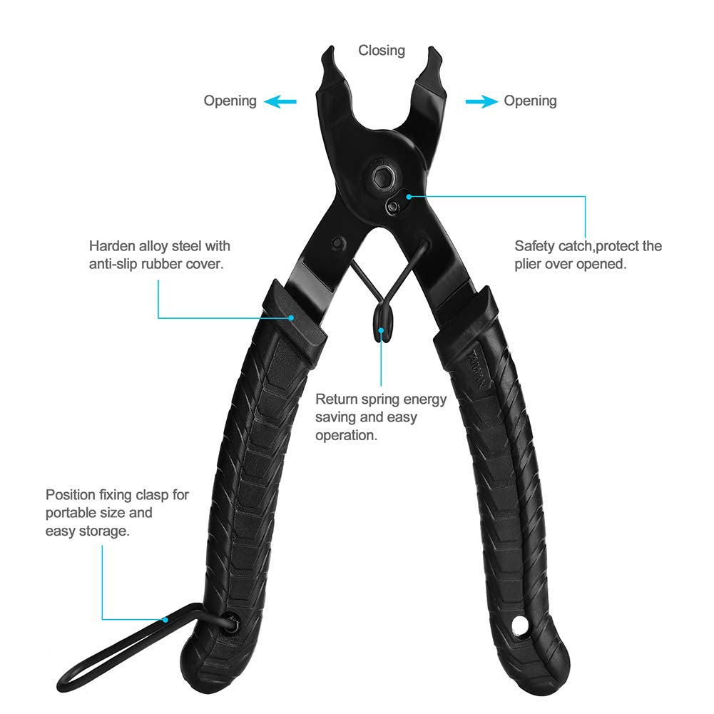 A Akraf Bicycle Chain Repair Tool Kit With Bike Link Plier, Chain Breaker Splitter Tool, 6 Pairs Bicycle Missing Links, Bicycle