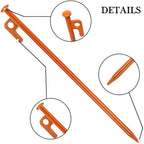 8 Pack Tent Stakes Heavy Duty 12 Inch Steel Tent Pegs For Camping Unbreakable And Inflexible-Orange