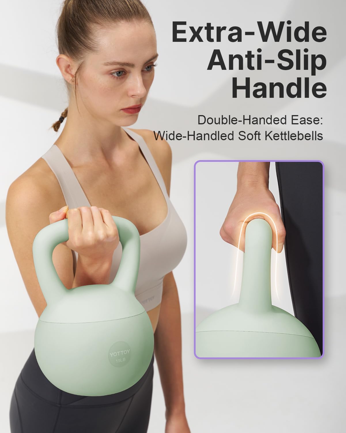 YOTTOY Soft Kettlebell,Kettlebell Anti-Slip Grip Weight for Home Workouts, Kettlebells Set Strength and Safety Guaranteed (15LB-