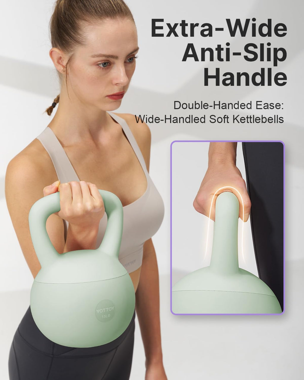 YOTTOY Soft Kettlebell,Kettlebell Anti-Slip Grip Weight for Home Workouts, Kettlebells Set Strength and Safety Guaranteed (Green