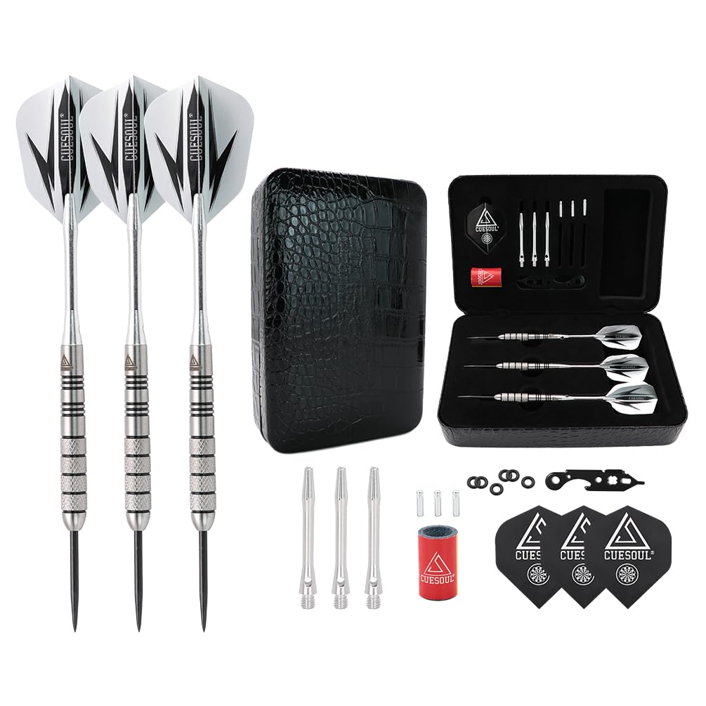 Cuesoul 95% Tungsten 26 Grams Tungsten Steel Tip Darts Set -With 1 Deluxe Dart Case