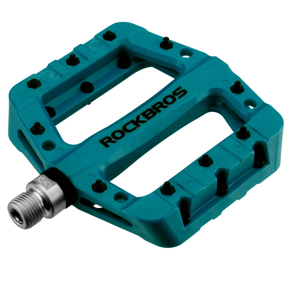Rockbros Lightweight Mountain Bike Pedals Nylon Fiber Bicycle Platform Pedals For Bmx Mtb 9/16'' (Blue)