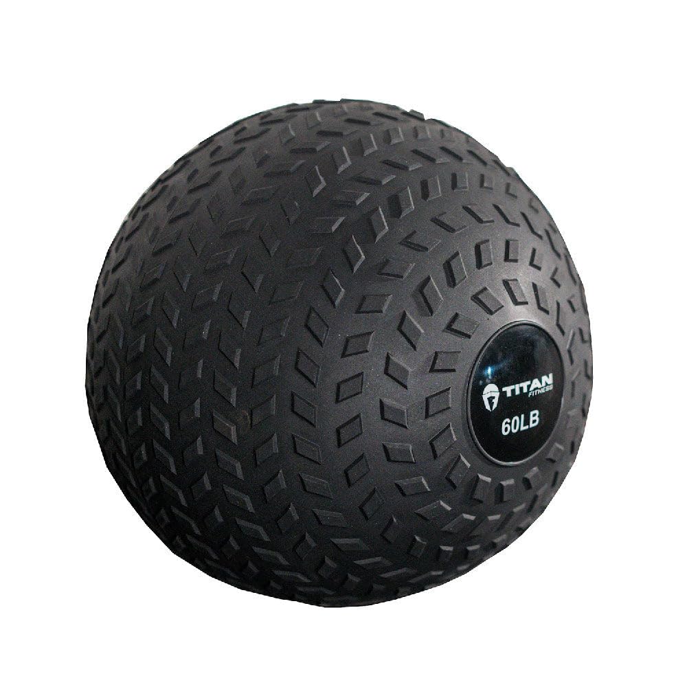 Titan Fitness 60 Lb Rubber Tread Slam Ball, Dead Bounce, 11.5In Diameter, Weight Workout - Throw, Catch, Slam, Twist