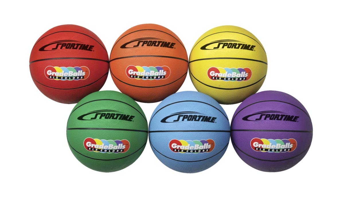 Sportime Gradeball Rubber Minchi Basketballs, 11 Inches, Set Of 6