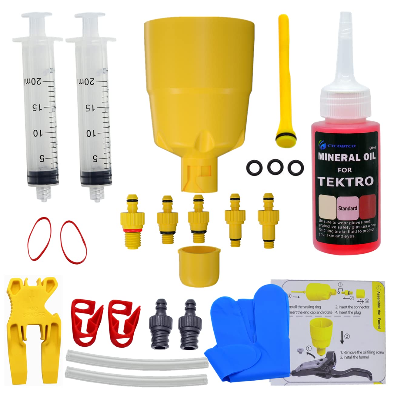 Cycobyco Bleed Kit For Tektro-Trp Hydraulic Disc Brakes I Bicycle Brakes Service Kit I Bleed Set With Hydraulic Mineral Oil For 