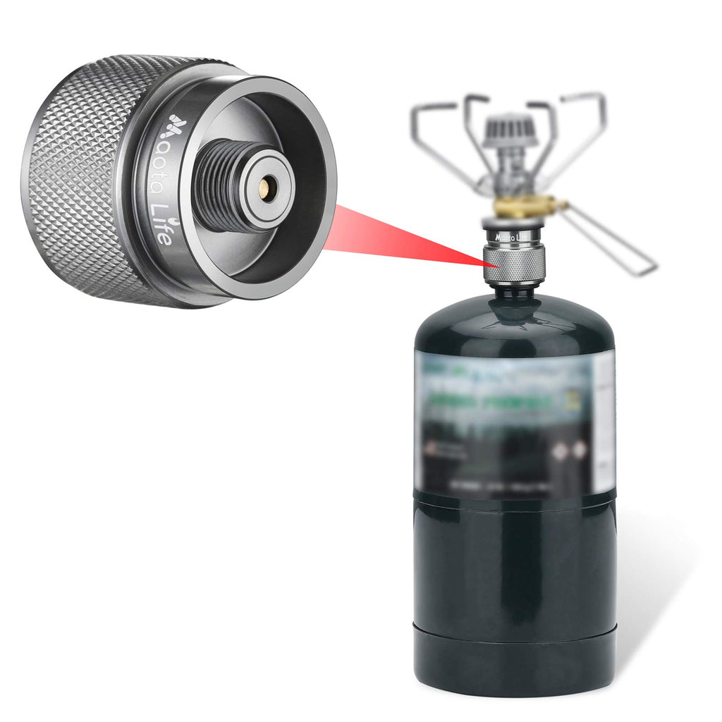 Maotalife Camping Stove Adapter - 1Lb Propane Small Tank Input And En417 Lindal Valve Output Propane Canister Converter - Premiu