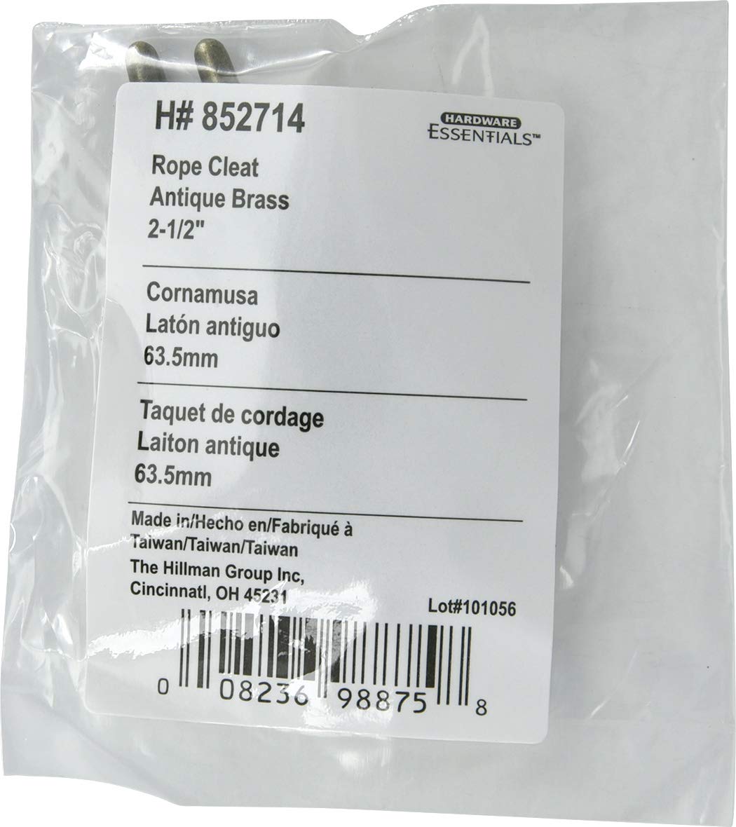 Amazing Drapery Hardware Essentials 852714 Rope Cleat Antique Brass 2-1/2' - 2 Pack